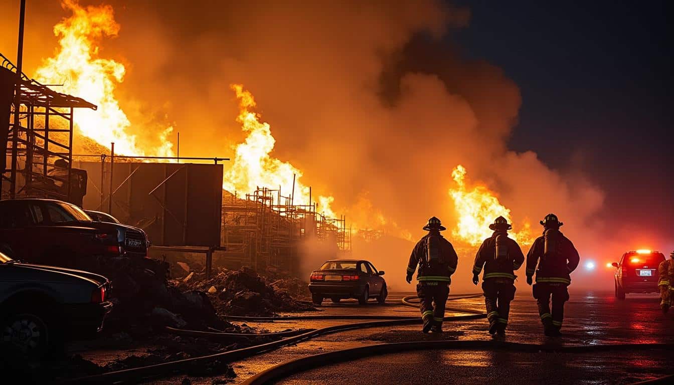 un incendie spectaculaire ravage une casse auto à alès, avec des images impressionnantes à couper le souffle.