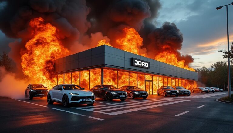 un incendie majeur s'est déclaré dans une concession automobile du gard, mais un désastre a été évité de justesse grâce à l'intervention rapide des secours.